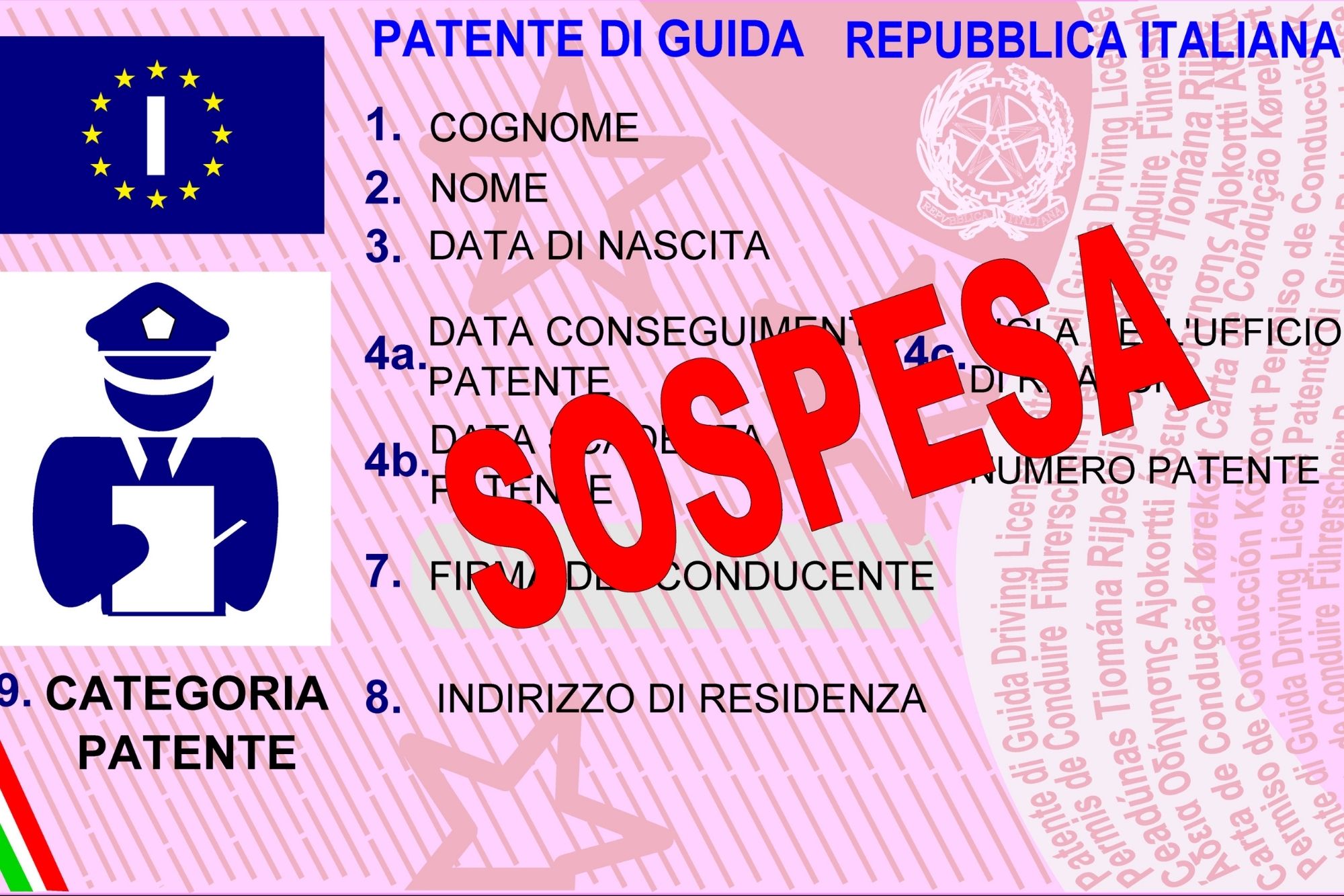patente ritirata per alcol